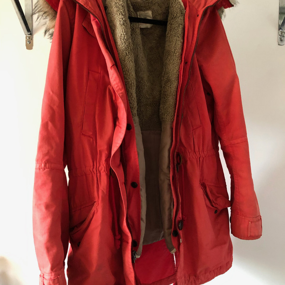 GAP Red Parka with Removable Liner and "Fur" Trim - Picture 3 of 5